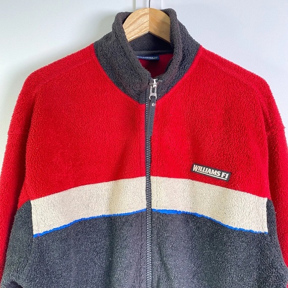 Vintage Williams F1 Racing Fleece Jacket Pile Full Zip Red Black Large - Picture 8 of 11
